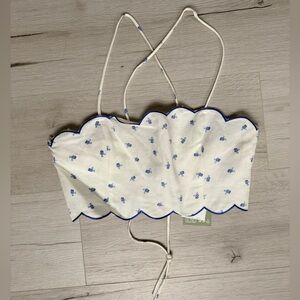 H&M Blue Floral Design Tube Top